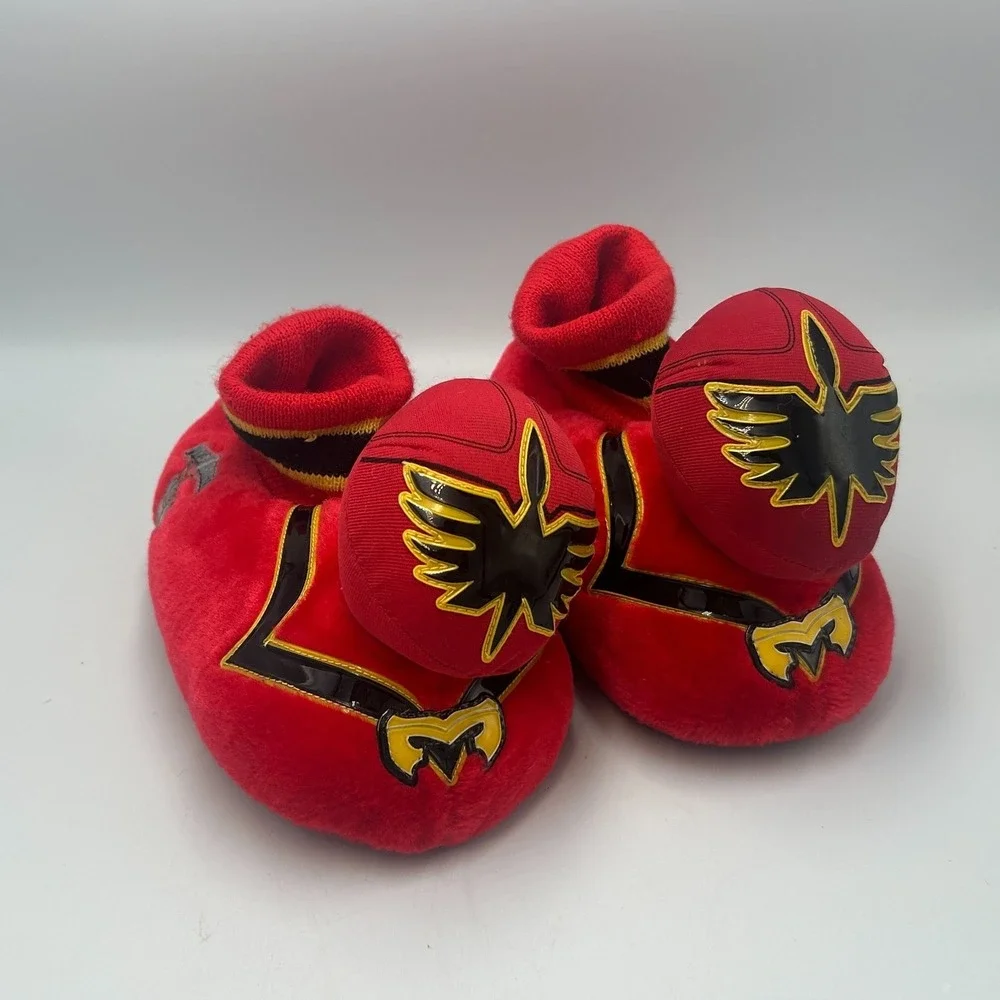 Vintage Power Rangers Mystic Force Red Kids Size‎ 12/13 Plush Slippers 2006 Y2K